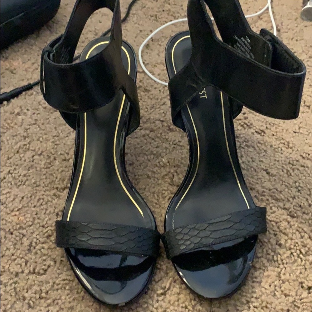 Black leather heels